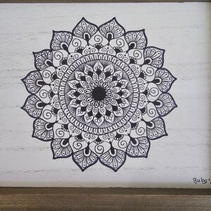 8x10 Ink Drawn Original, Intricate Black and White Mandala Art